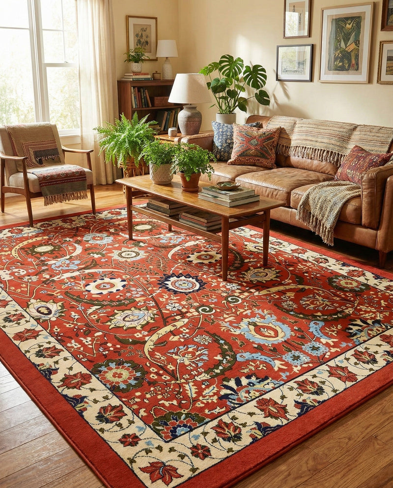 Tabriz Tapestry Collection Area Rug - Sahand (Terracotta) Rectangle Terracotta  lifestyle 21