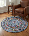 Woven Udaipur Collection Area Rug - Sahara Round Blue and Multi  lifestyle 65