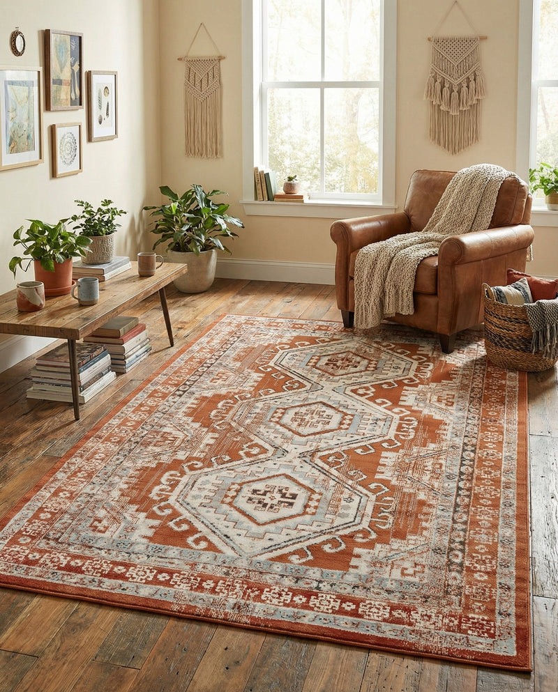 Savannah Elegance Collection Area Rug -  Tybee (Terracotta) Rectangle Terracotta  lifestyle 16