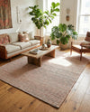 Coastal Haven Striped Jute Collection Area Rug - Marina Rectangle Pink and Gray  lifestyle 14