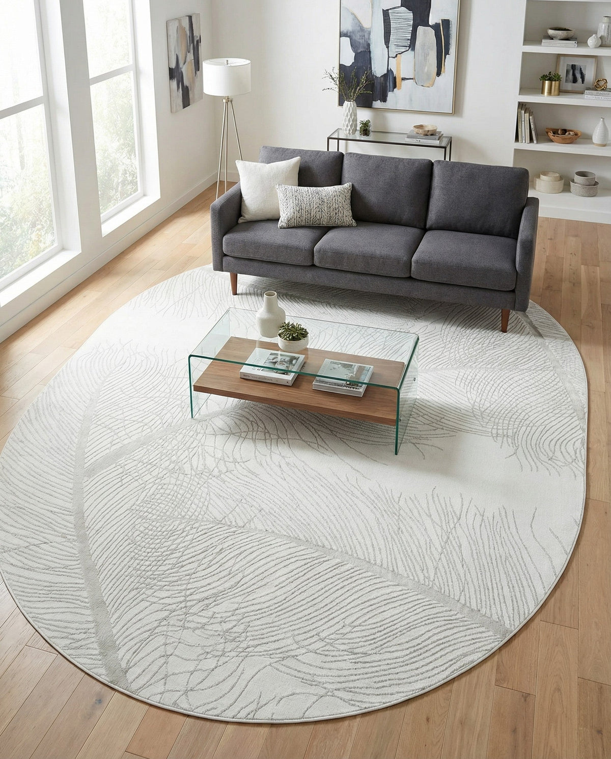 Bloomsbury Elegance Collection Area Rug -  Westminster Oval Ivory  lifestyle 162