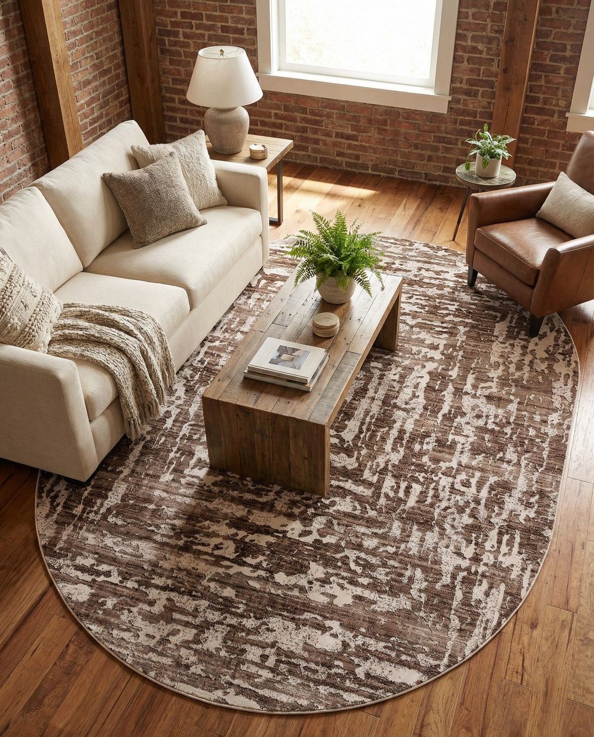 Sanctuary Retreat Collection Area Rug -  Asylum Oval Chocolate Brown  lifestyle 184