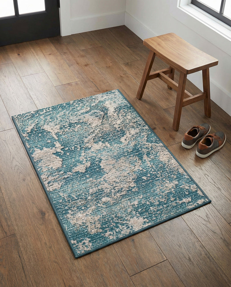 Urban Terrace Collection Area Rug -  Gazebo Rectangle Aqua Blue  lifestyle 23
