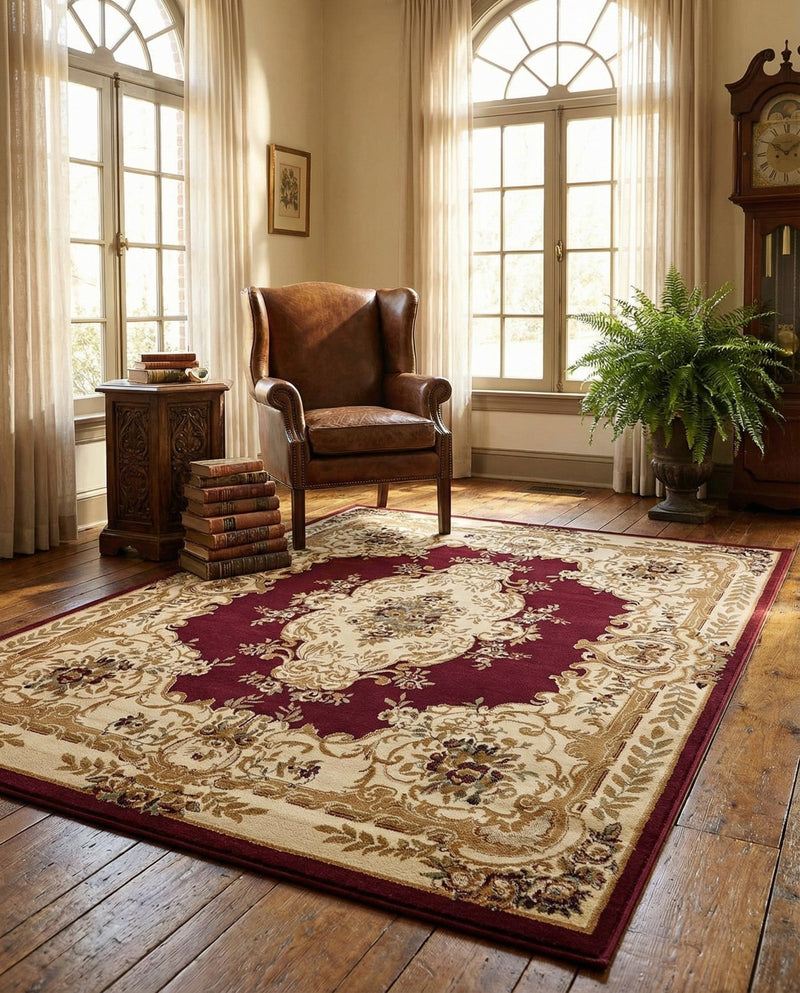 Versailles Elegance Collection Area Rug -  Vincennes Rectangle Red  lifestyle 45