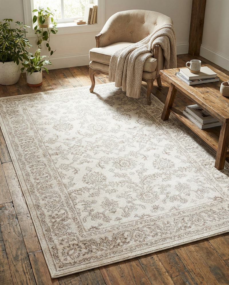 Savannah Elegance Collection Area Rug - Augusta (Ivory) Rectangle Ivory  lifestyle 7
