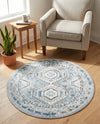 Savannah Elegance Collection Area Rug -  Tybee (Aqua Blue) Round Aqua Blue  lifestyle 80