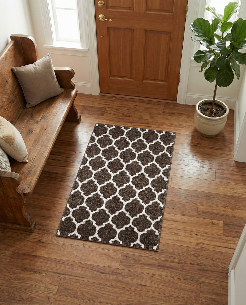 Lattice Gardens Collection Area Rug -  Bloomfield (Chocolate Brown) Rectangle Chocolate Brown  lifestyle 18