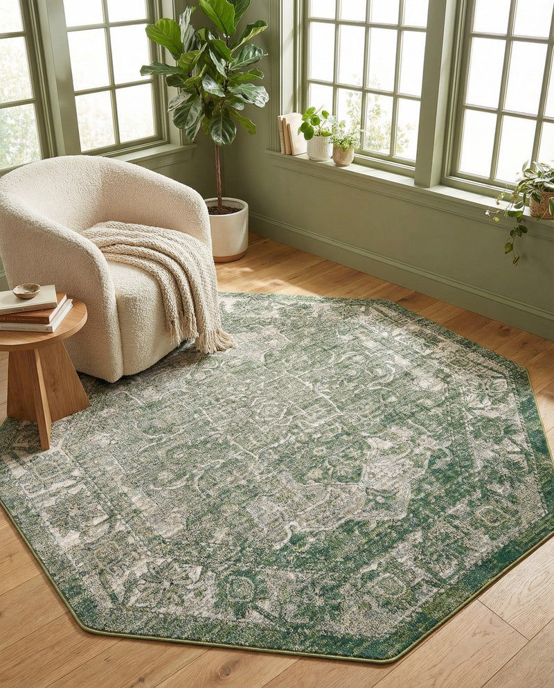 Savannah Soiree Collection Area Rug -  Everglade (Green) Octagon Green  lifestyle 72