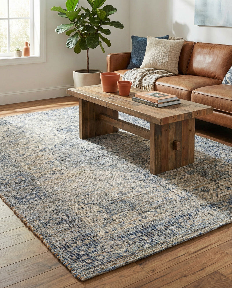 Savannah Threads Collection Area Rug - Charleston Rectangle Blue  lifestyle 17