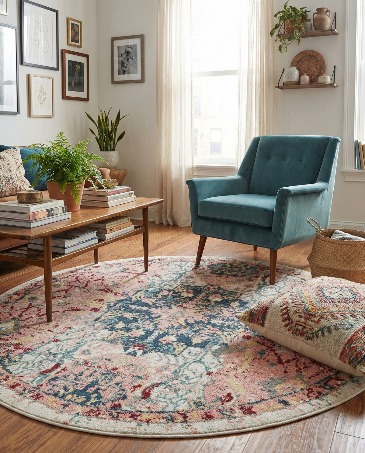 Savannah Elegance Collection Area Rug -  Azalea Round Pink  lifestyle 127