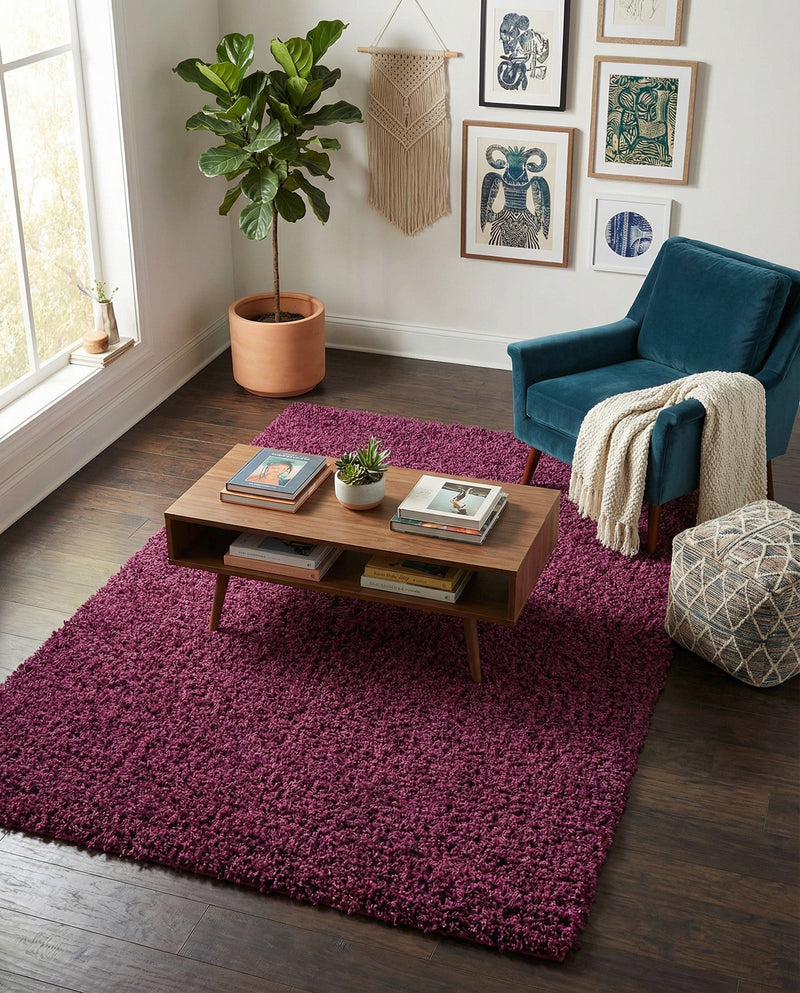 Plush Oasis Collection Area Rug - Serenity (Eggplant Purple) Rectangle Eggplant Purple  lifestyle 20