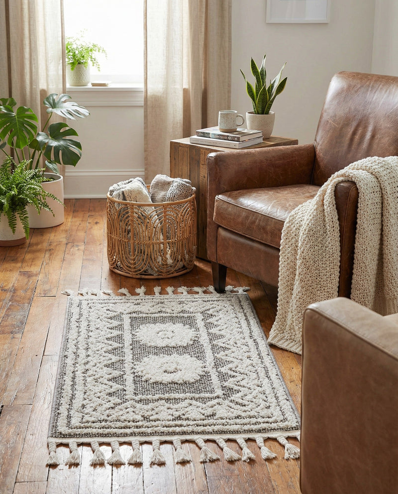 Sahara Chic Collection Area Rug -  Tangier Rectangle Gray  lifestyle 45