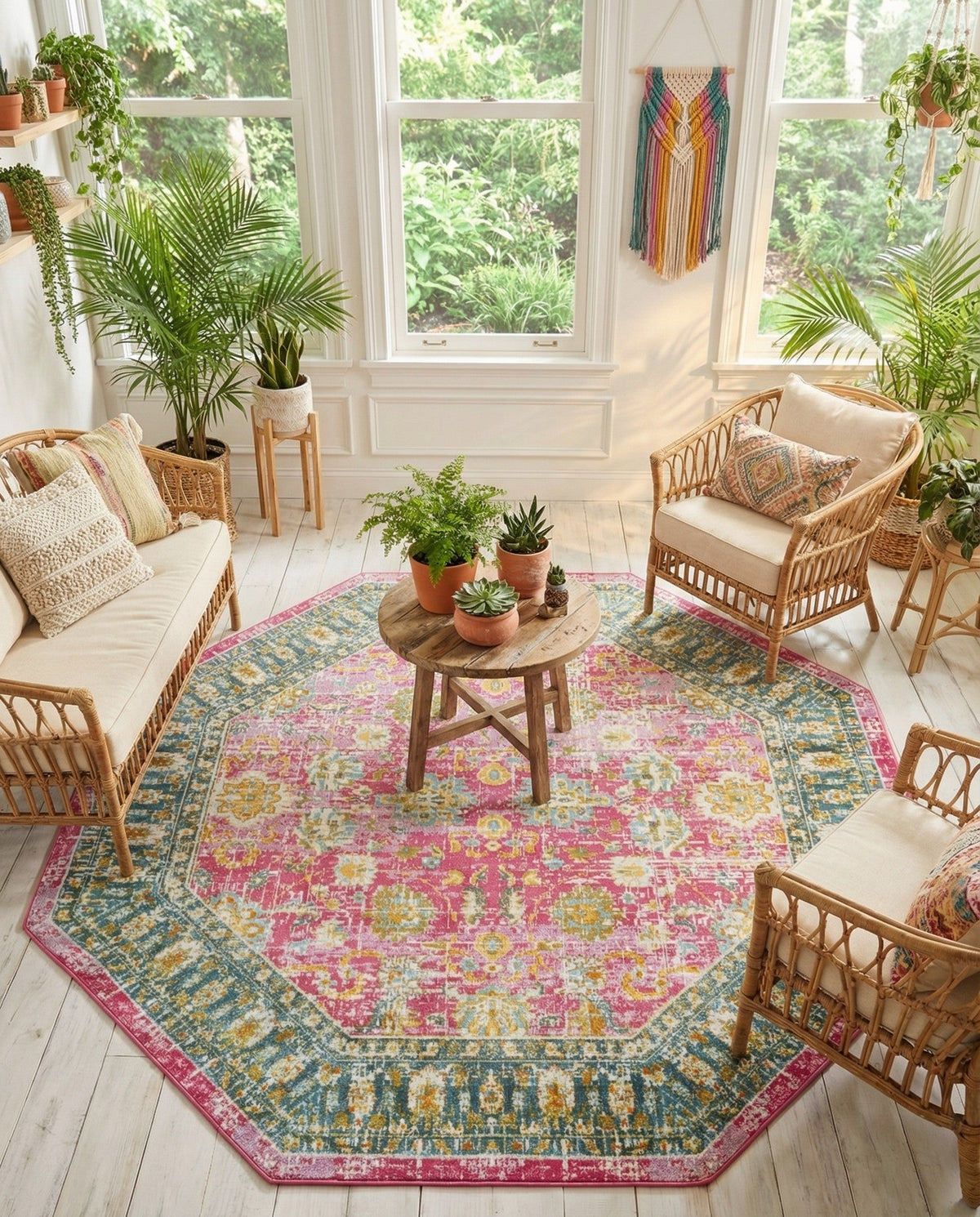 Arcadia Rugs Collection Area Rug -  Shangri-La Octagon Pink  lifestyle 82