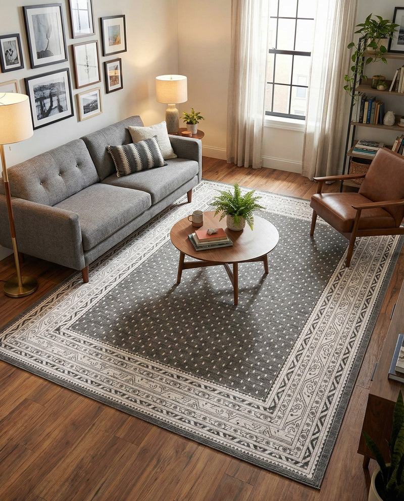 Soho Elegance Collection Area Rug -  Mercer (Gray) Rectangle Gray  lifestyle 26