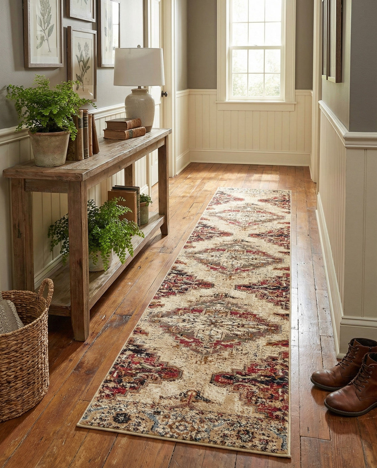 Neptune Elegance Collection Area Rug -  Naiad Runner Burgundy Beige  lifestyle 52