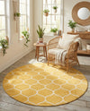 Trellis Mosaic Collection Area Rug -  Pergolatown (Yellow) Round Yellow  lifestyle 77
