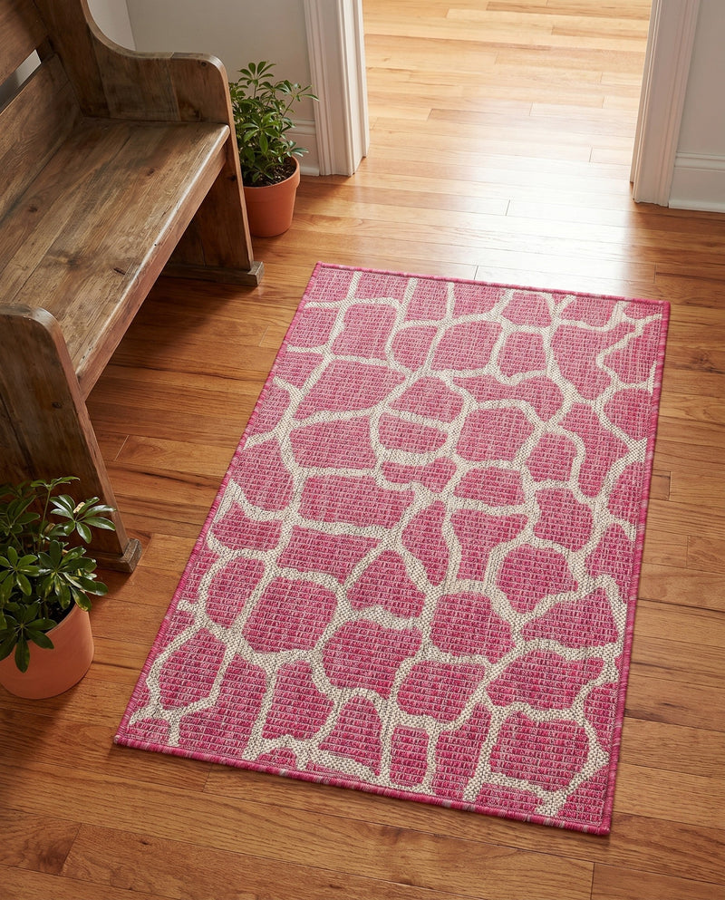 Savannah Escape Collection Area Rug -  Rainforest Rectangle Magenta  lifestyle 65