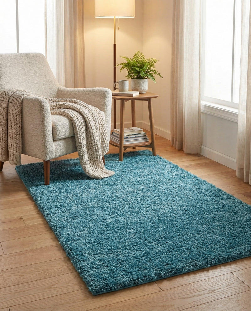 Cozy Comfort Shag Collection Area Rug - Haven (Turquoise) Rectangle Turquoise  lifestyle 29