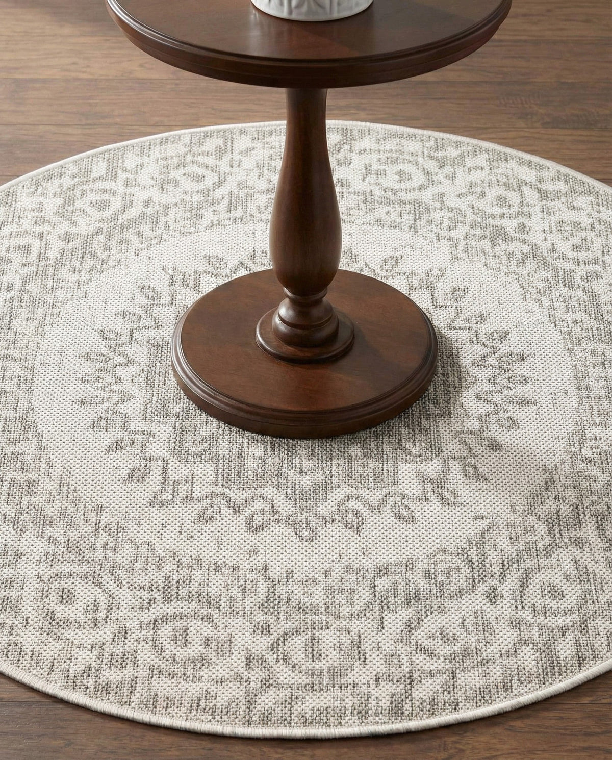 Patio Heritage Collection Area Rug -  Lafayette (Gray) Round Gray  lifestyle 79