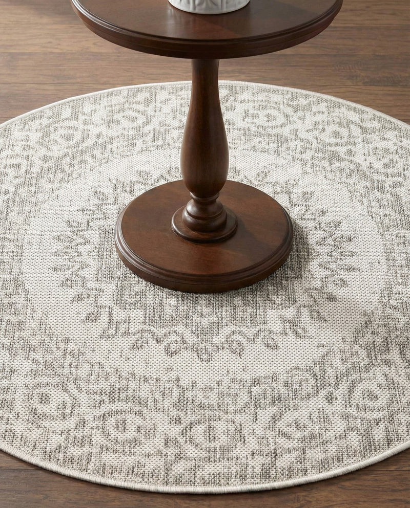 Patio Heritage Collection Area Rug -  Lafayette (Gray) Round Gray  lifestyle 79