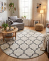 Lattice Gardens Collection Area Rug -  Bloomfield (Beige and Gray) Round Beige and Gray  lifestyle 76