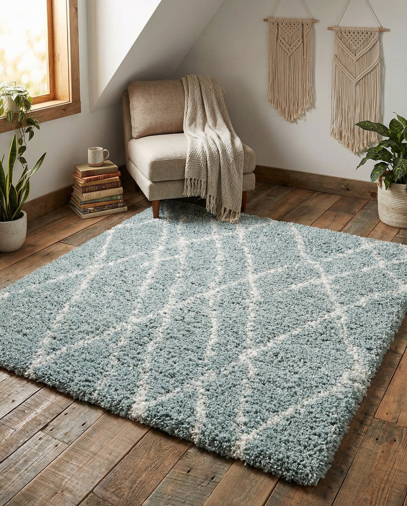 Cozy Haven Shag Collection Area Rug - Serenity (Sage Green) Square Sage Green  lifestyle 46