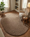 Plush Oasis Collection Area Rug - Serenity (Sandy Brown) Oval Sandy Brown  lifestyle 85