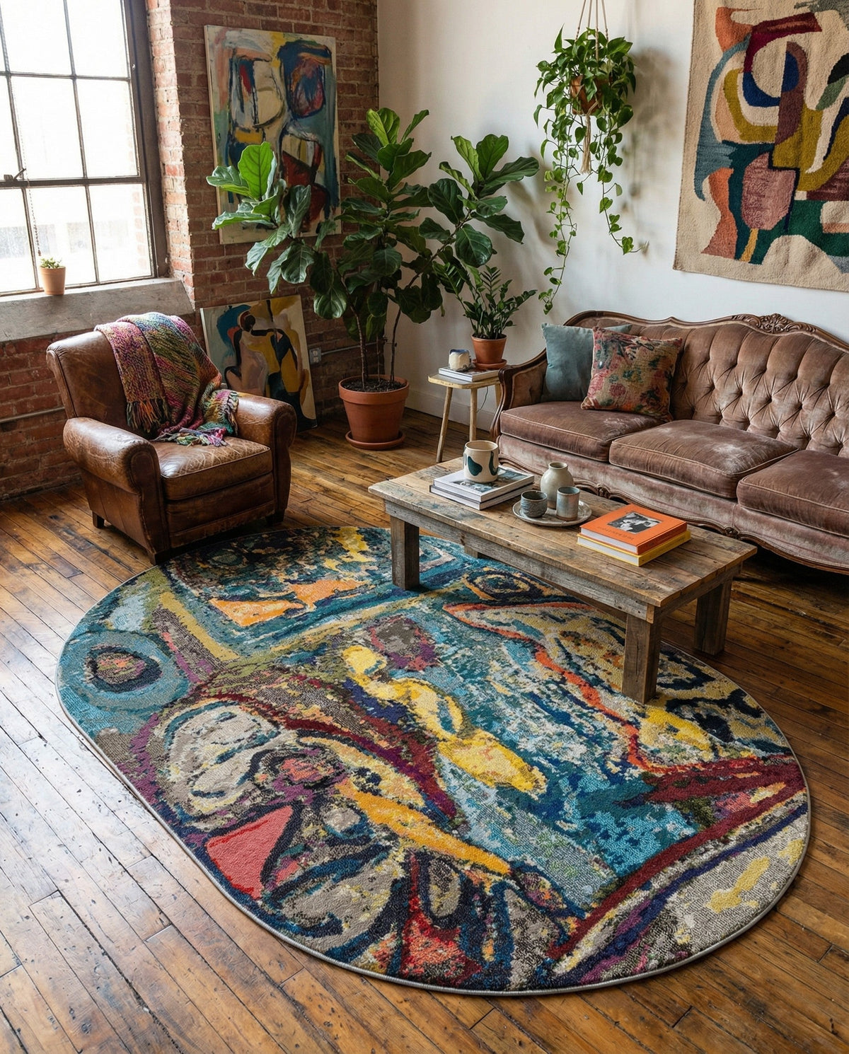 Autumnal Tapestry Collection Area Rug - Harvestville Oval Multi  lifestyle 109