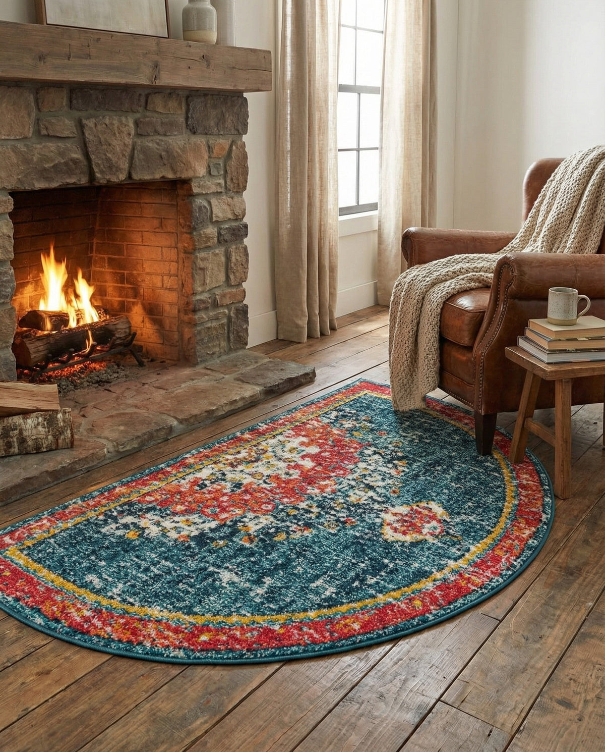 Brighton Terrace Collection Area Rug - Hove (Blue) Hearth Blue  lifestyle 86
