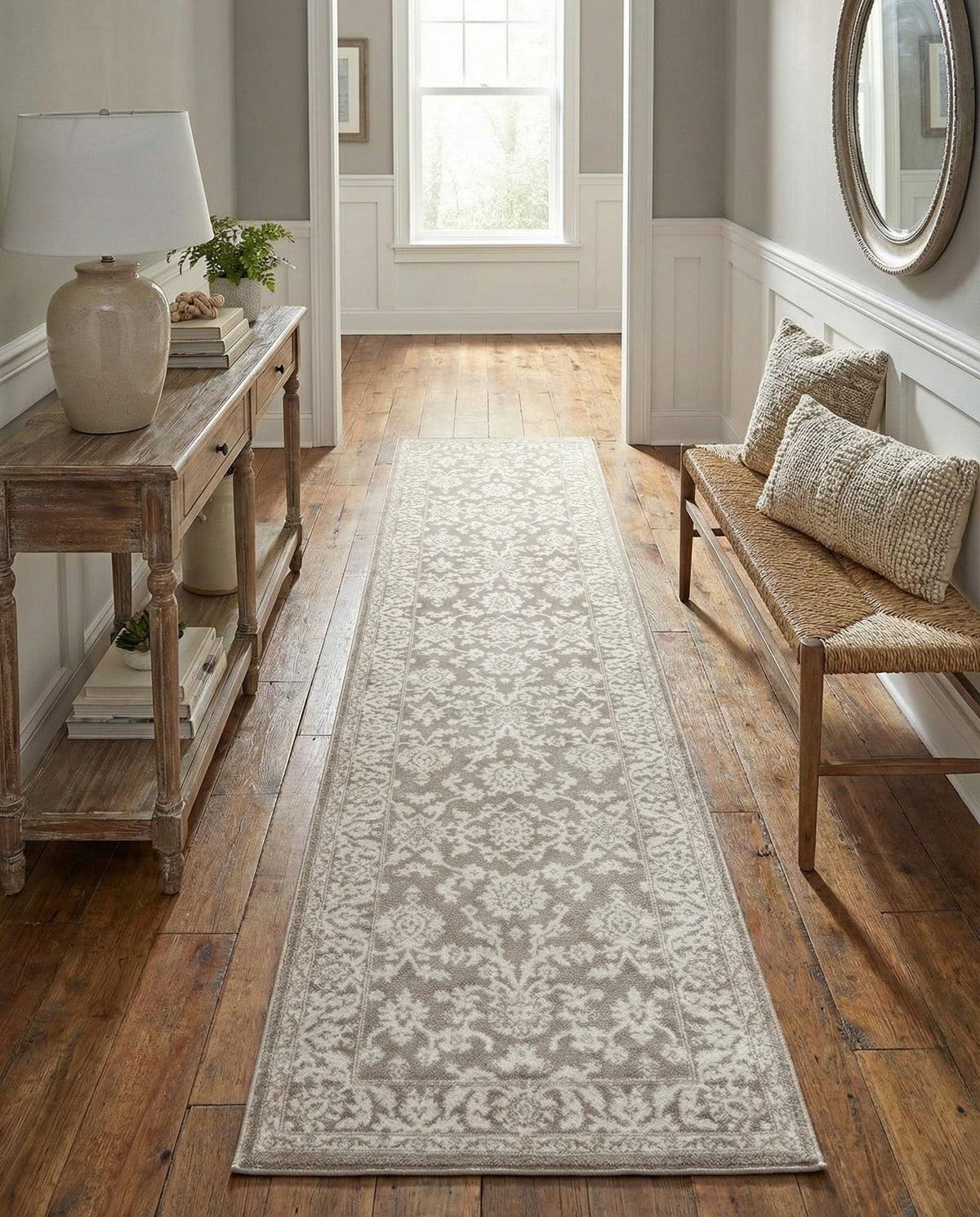 Savannah Elegance Collection Area Rug - Augusta (Light Gray) Runner Light Gray  lifestyle 98