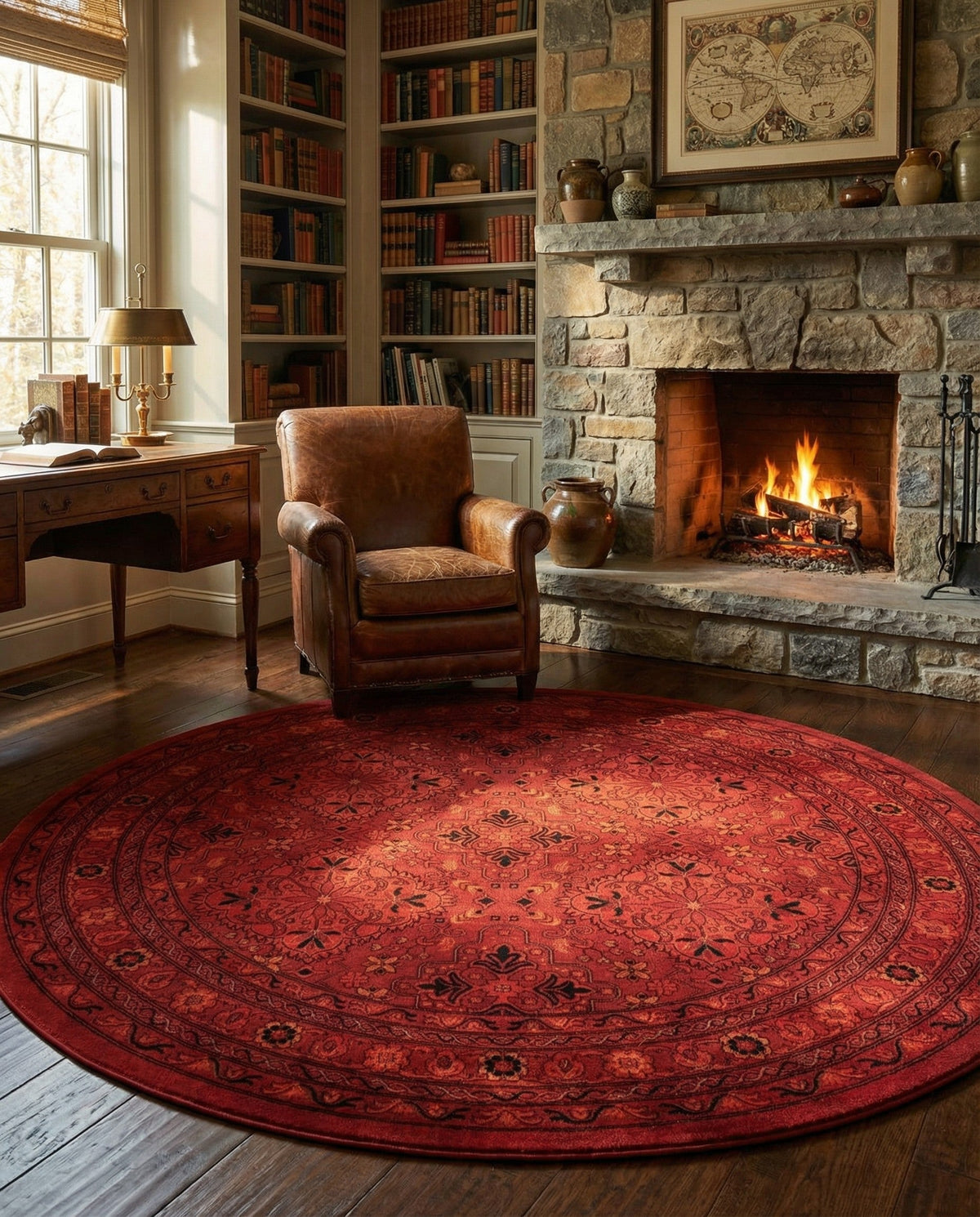 Samarkand Elegance Collection Area Rug -  Samanid Round Red  lifestyle 58