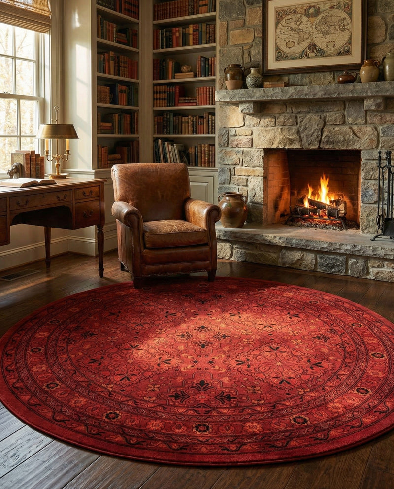 Samarkand Elegance Collection Area Rug -  Samanid Round Red  lifestyle 58