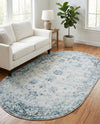 Riviera Elegance Collection Area Rug - Antibes (Light Blue) Oval Light Blue  lifestyle 49