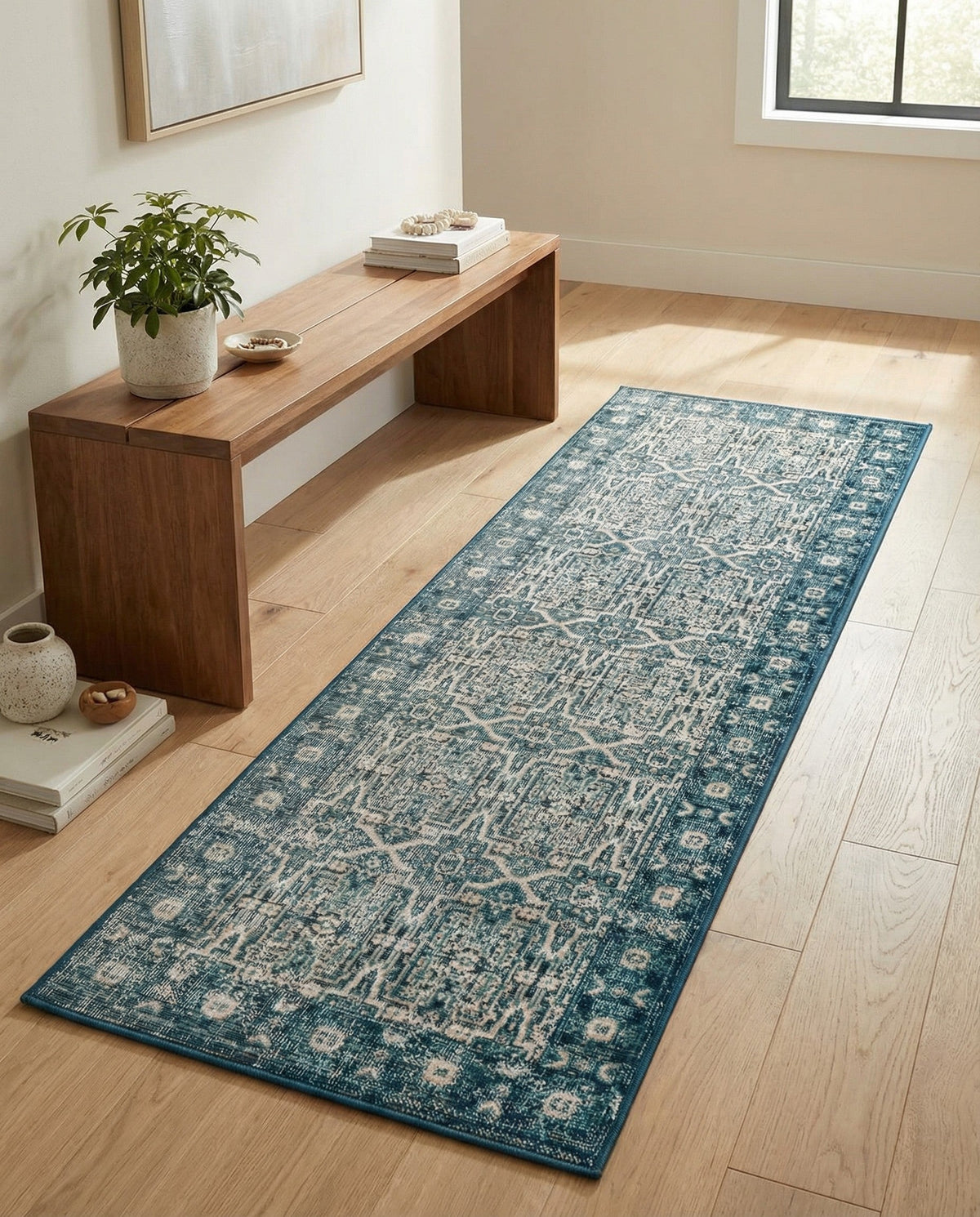 Geneva Terrace Collection Area Rug -  Nyon Runner Blue  lifestyle 106