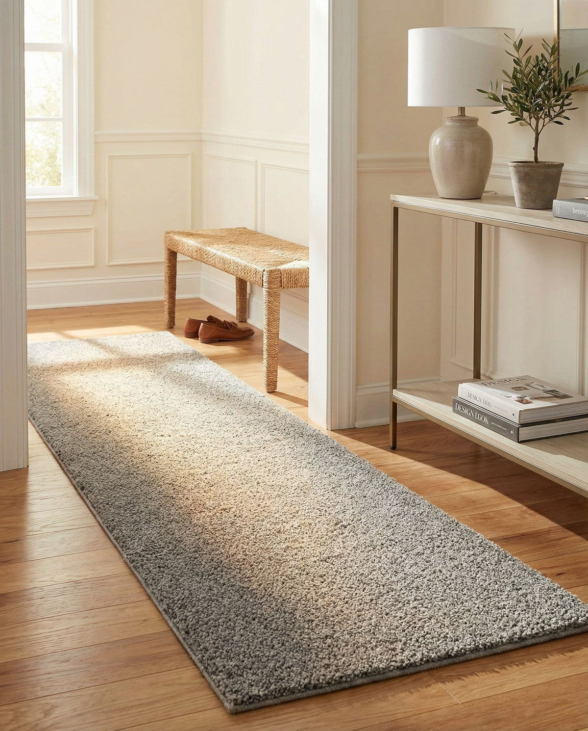 Solid Shag Seaside Collection Area Rug - Azure Cove (Gray) Runner Gray  lifestyle 104