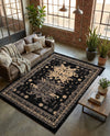 Tabriz Tapestries Collection Area Rug - Azerbaijan (Black) Rectangle Black  lifestyle 4
