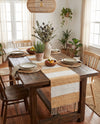 Tassel Trail Collection Area Rug - Pathway (Beige) Table Runner Beige  lifestyle 51