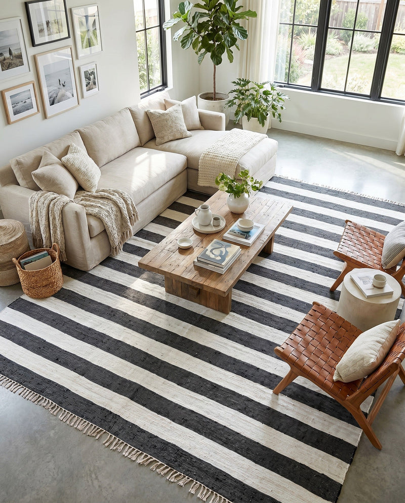 Tassel Trail Collection Area Rug - Pathway (Navy Blue) Rectangle Navy Blue  lifestyle 3