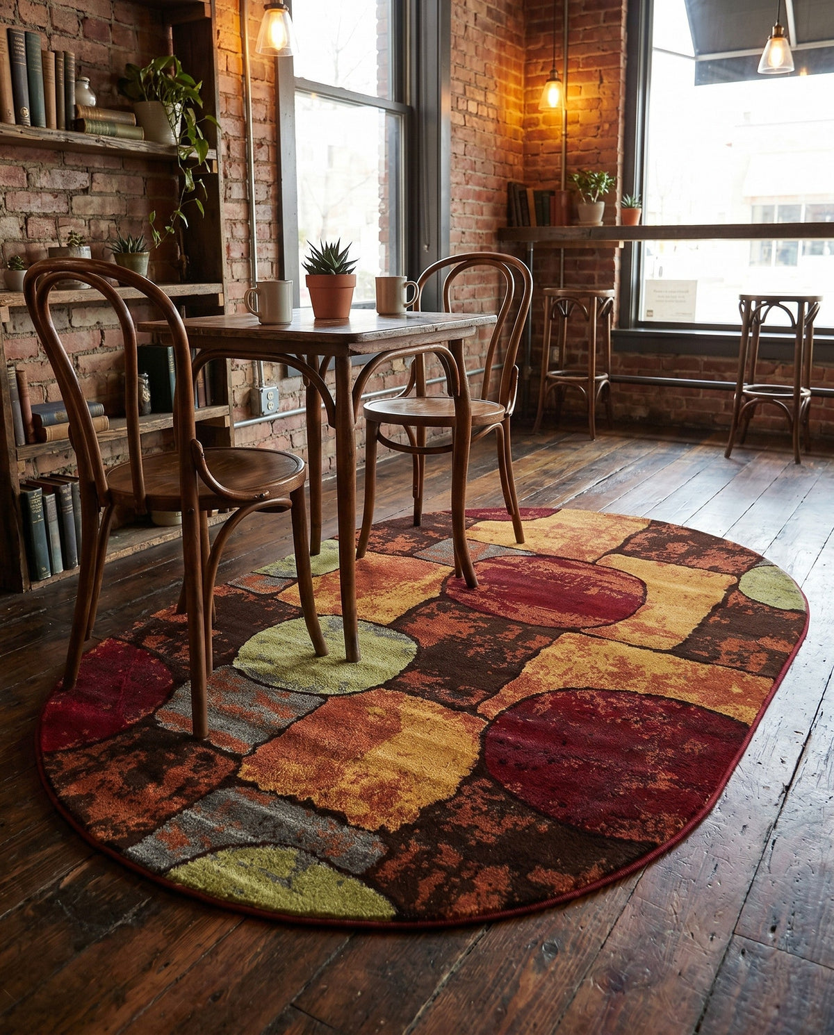 Bistro Lounge Collection Area Rug -  Cappuccino Oval Multi  lifestyle 91