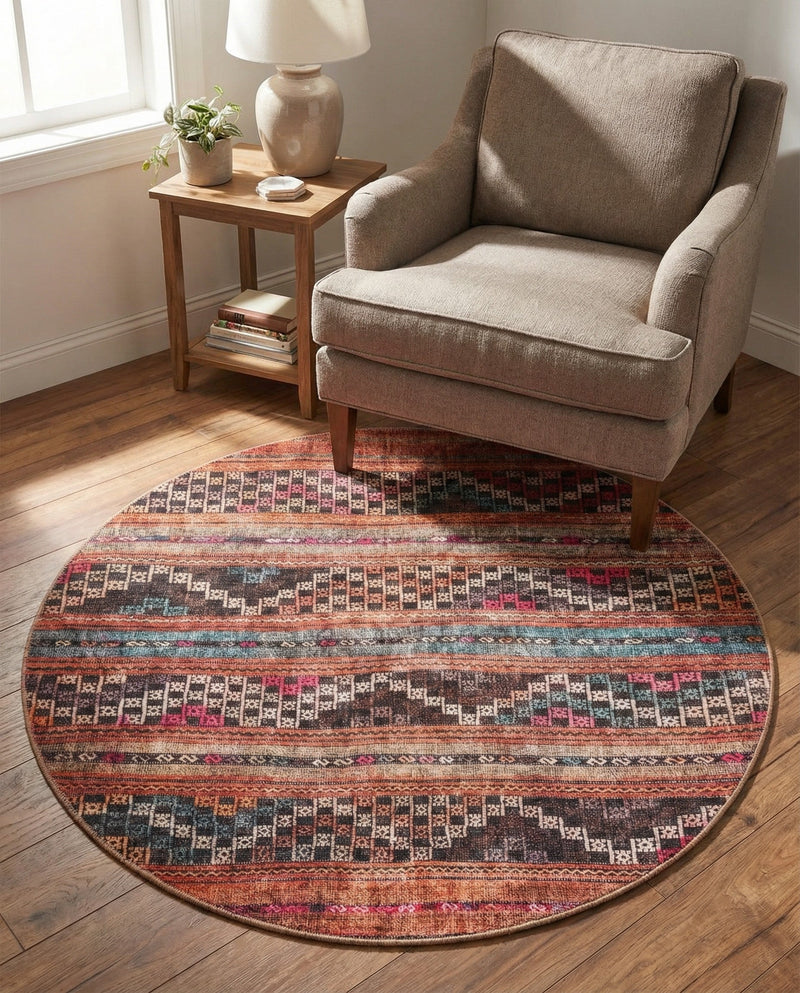 Heritage Elegance Collection Area Rug -  Monticello Round Multi  lifestyle 25
