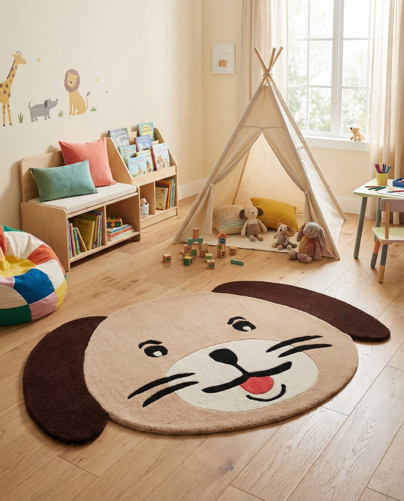 Whimsy Wonders Wool Collection Area Rug -  Fjord Rectangle Beige  lifestyle 7