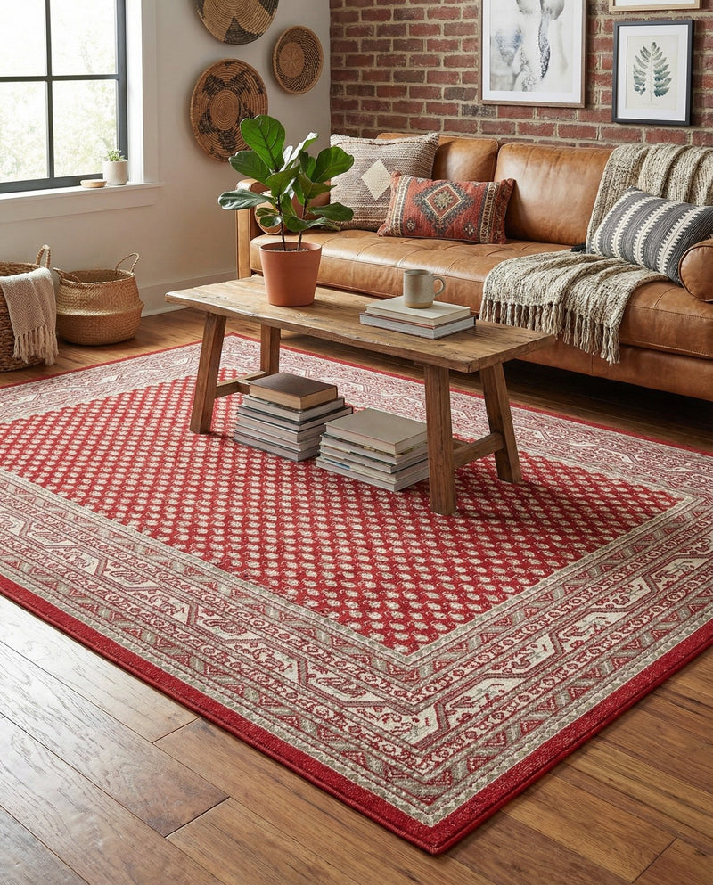 Soho Elegance Collection Area Rug -  Mercer (Red) Rectangle Red  lifestyle 17