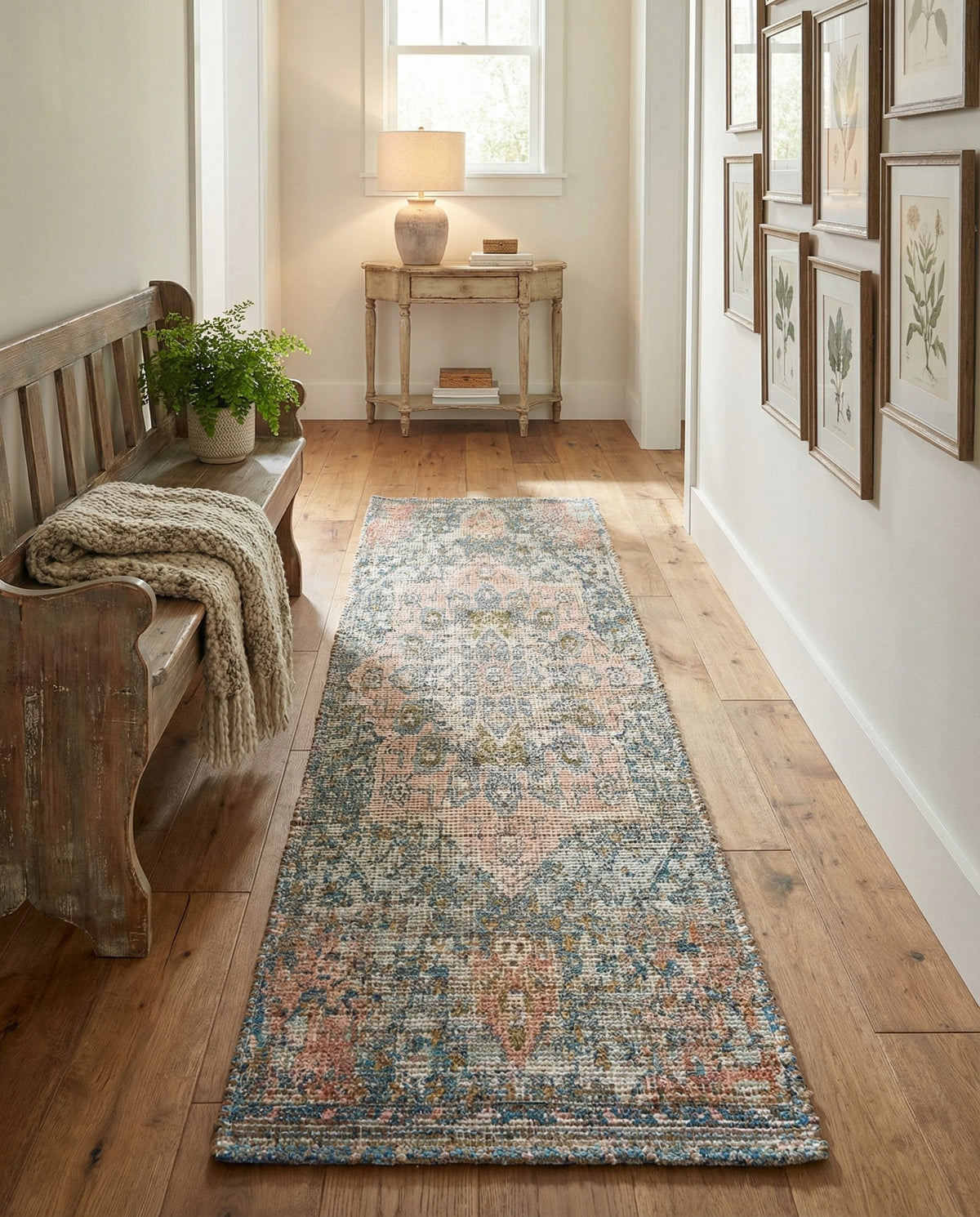 Savannah Threads Collection Area Rug -  Gobi Runner Blue and Peach  lifestyle 92