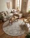 Seville Stripes Collection Area Rug -  Cordoba (Gray) Round Gray  lifestyle 24