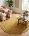 Woven Seaside Jute Collection Area Rug - Savannah (Yellow) Round Yellow  lifestyle 60