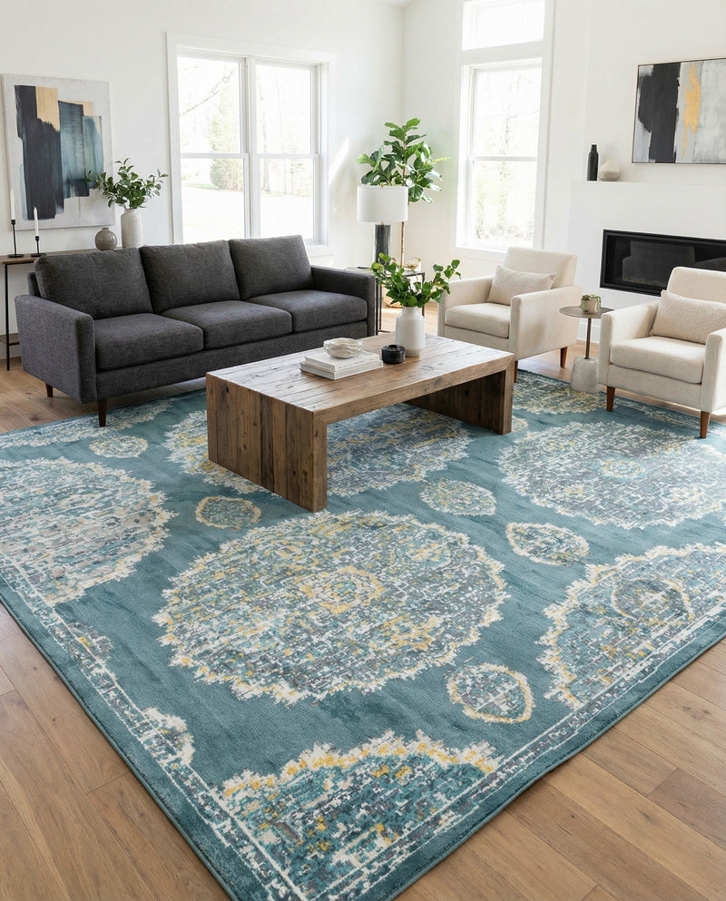 Arcadia Rugs Collection Area Rug -  Atlantis (Gray and Blue) Rectangle Gray and Blue  lifestyle 9