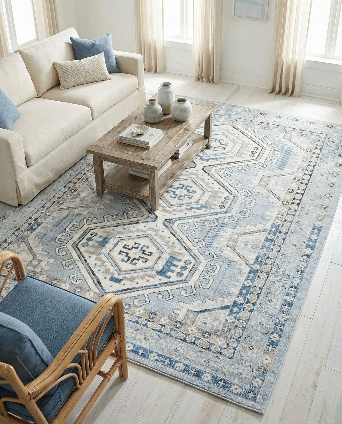 Savannah Elegance Collection Area Rug -  Tybee (Aqua Blue) Rectangle Aqua Blue  lifestyle 14