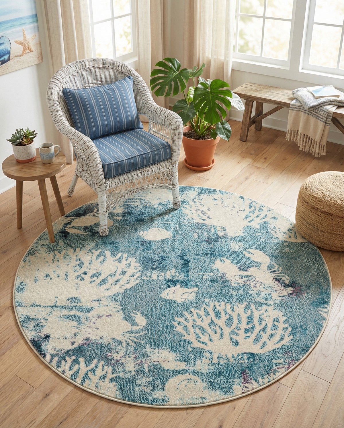 Sorrento Shores Collection Area Rug -  Vico Round Light Blue  lifestyle 141