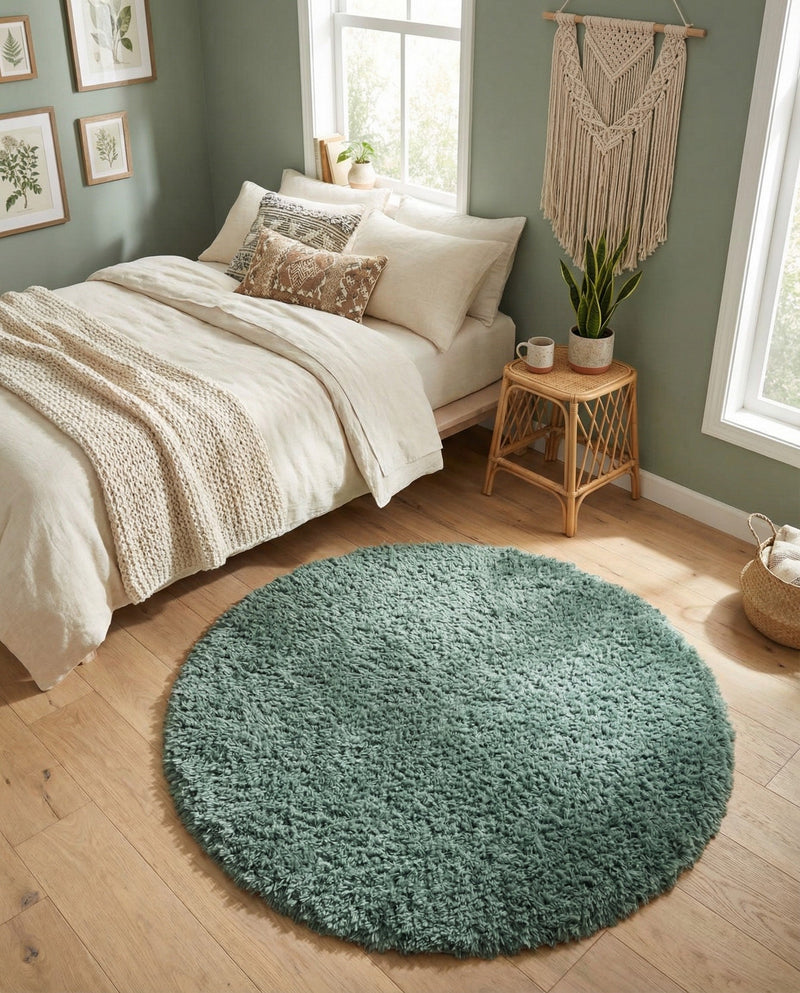 Eternal Plush Oasis Collection Area Rug -  Tranquility (Forest Green) Round Forest Green  lifestyle 71