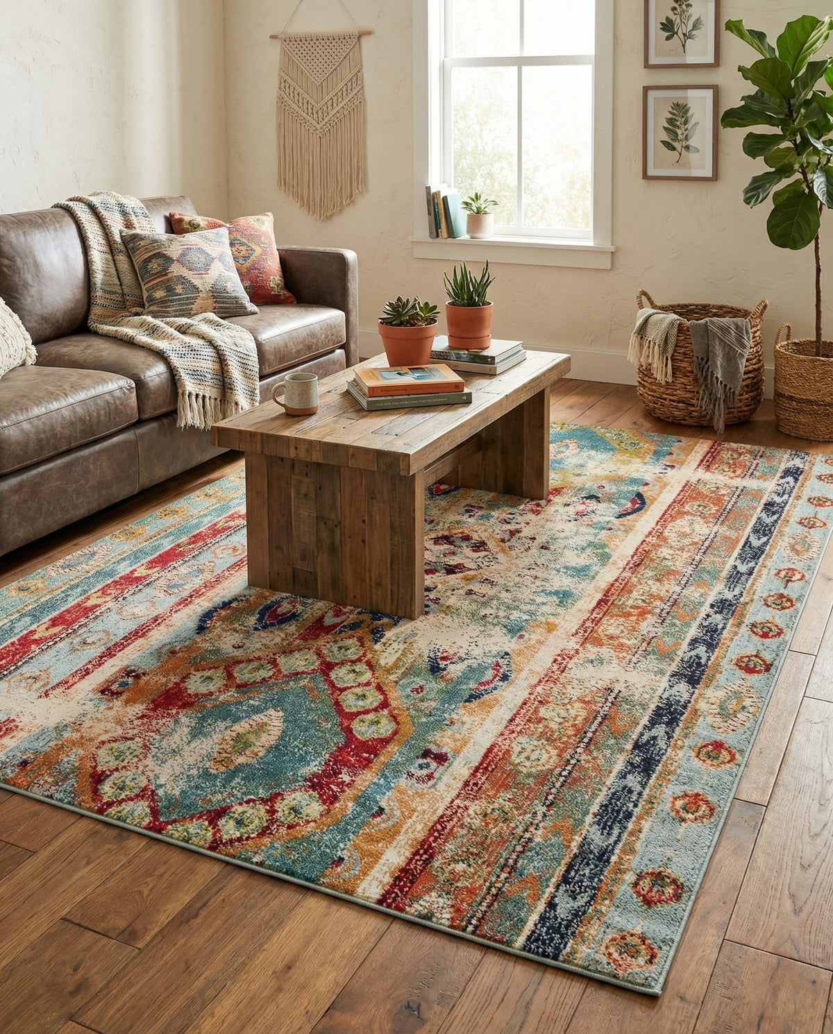 Sedona Vista Collection Area Rug -  Navajo Rectangle Blue  lifestyle 30